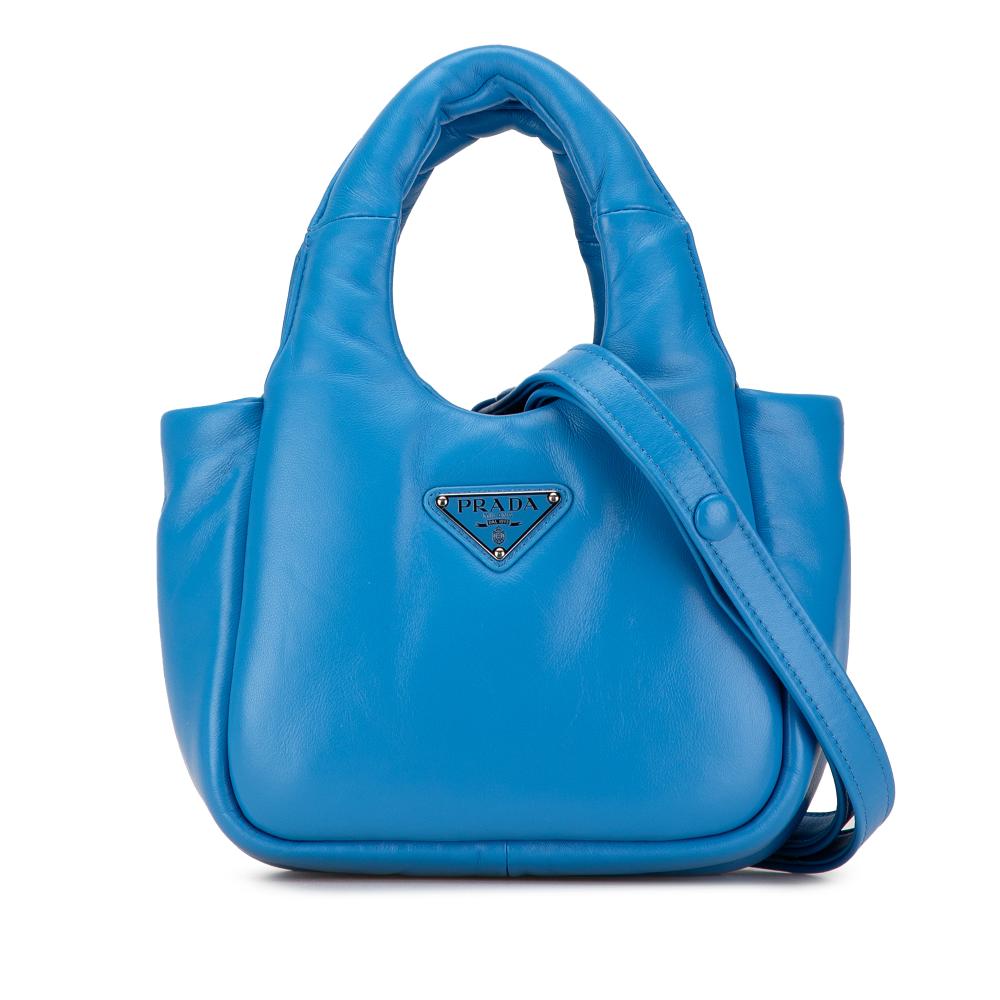 Prada AB Prada Blue Light Blue Nappa Leather Leather Small Padded Soft Nappa Bag Italy