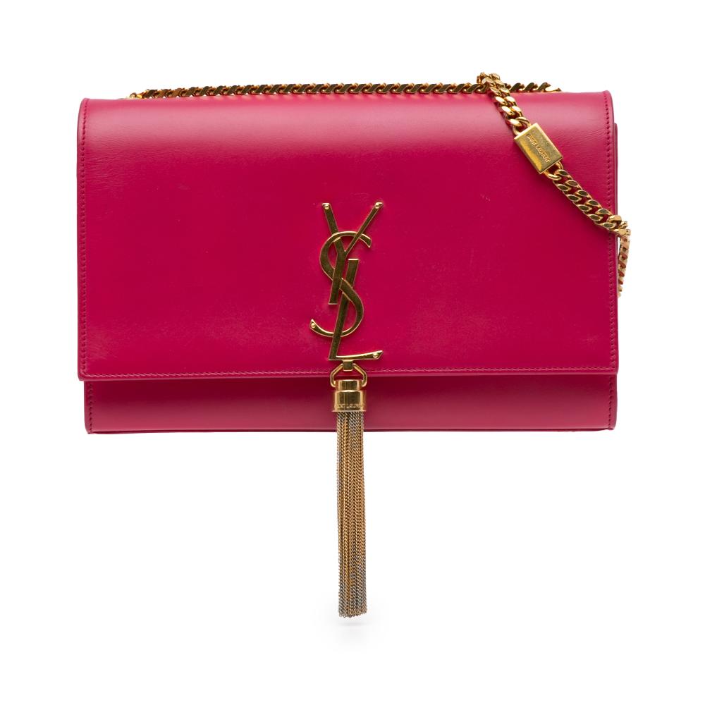 Saint Laurent B Saint Laurent Pink Calf Leather Medium Monogram Kate Tassel Crossbody Italy