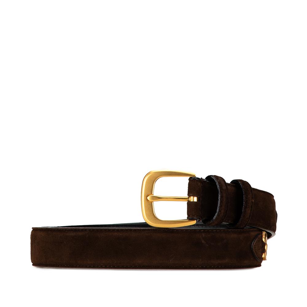 Salvatore Ferragamo B Ferragamo Brown Dark Brown with Black Suede Leather Gancini Belt Italy