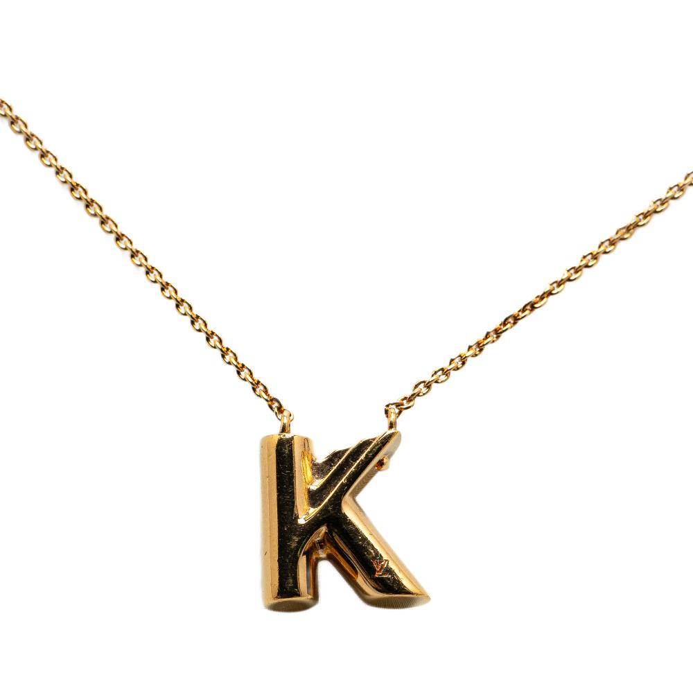 Louis Vuitton B Louis Vuitton Gold Gold Plated Metal LV & Me Necklace Letter K Italy