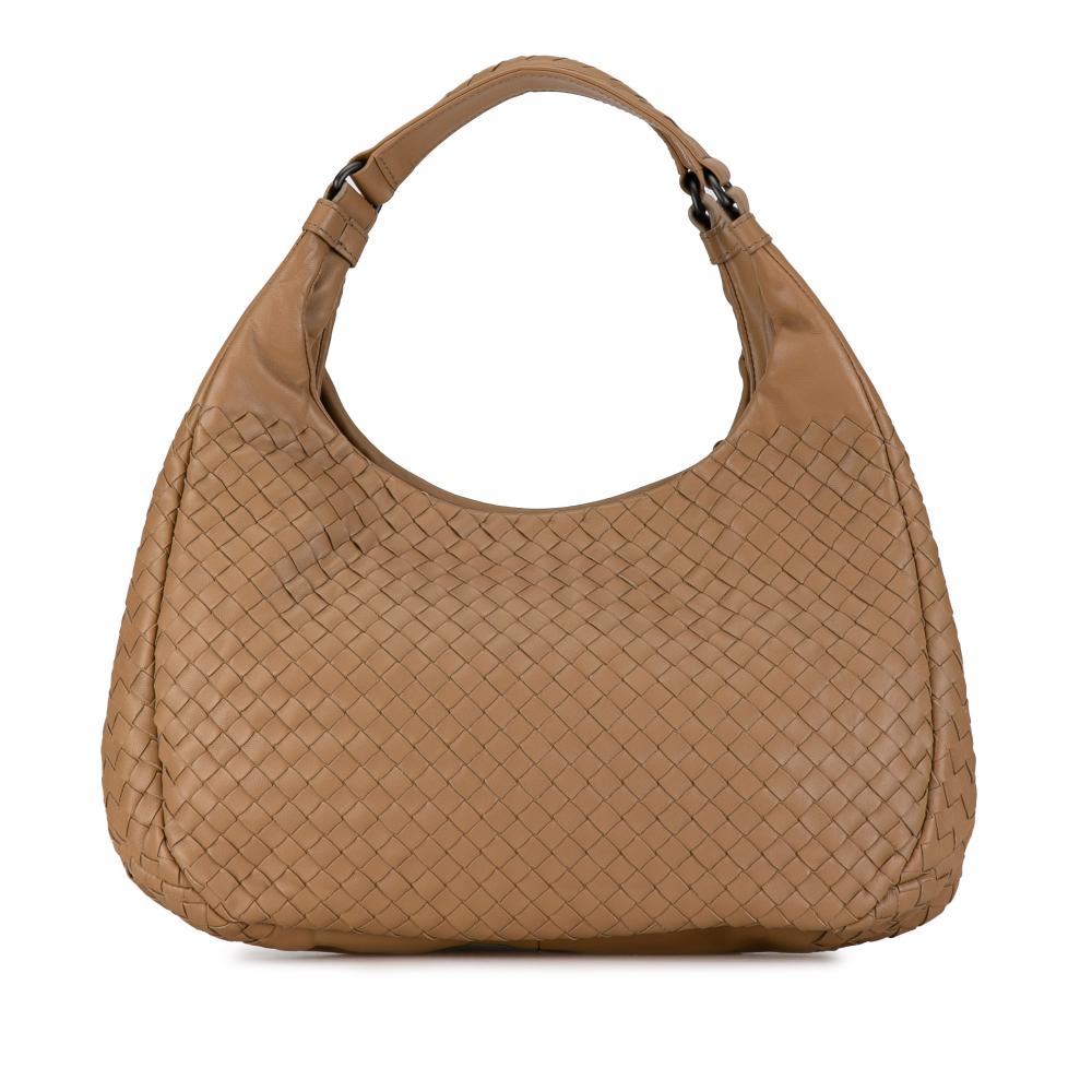 Bottega Veneta B Bottega Veneta Brown Calf Leather Small Intrecciato Campana Hobo Italy