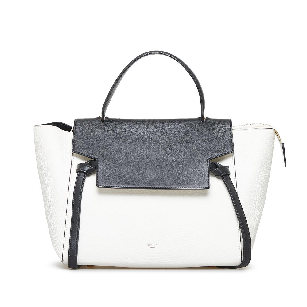 Celine B Celine White Calf Leather Mini Belt Bicolor Satchel Italy