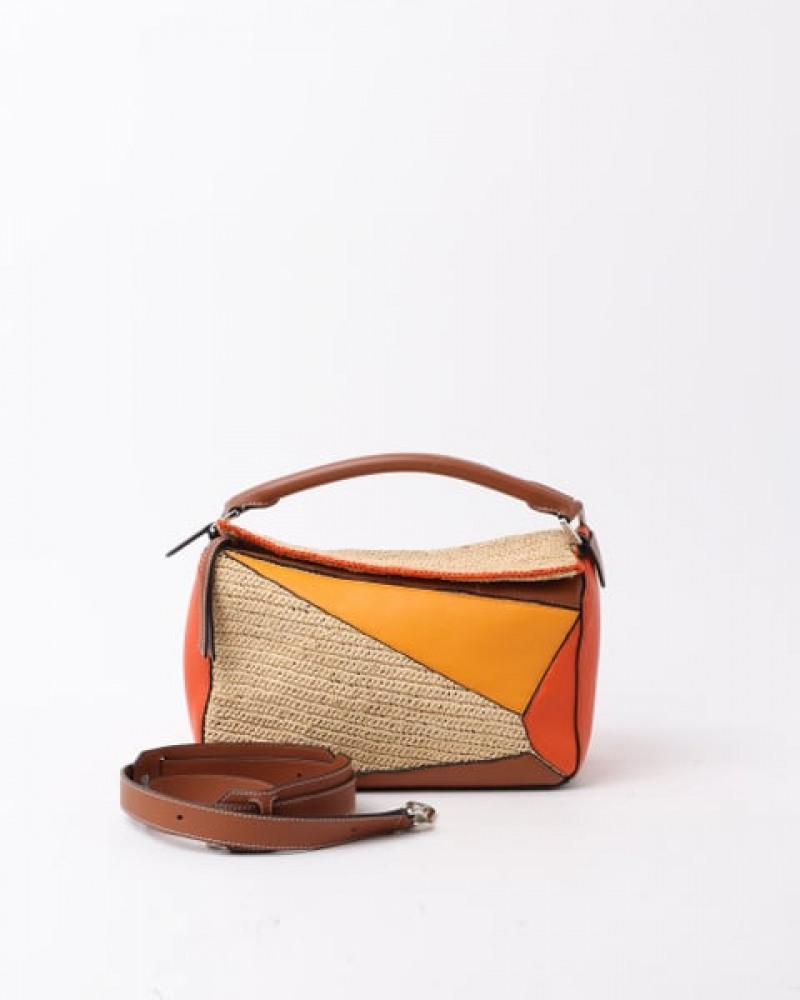 Loewe Medium Raffia Puzzle Bag