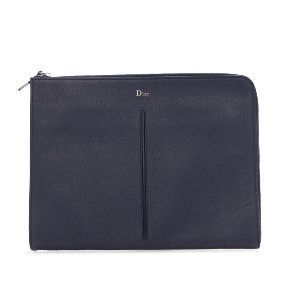 Christian Dior AB Dior Blue Navy Calf Leather Document Case Italy