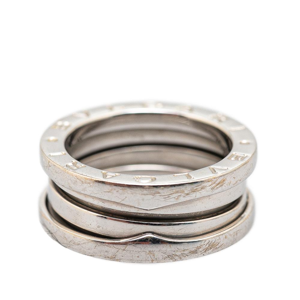 Bvlgari B Bvlgari Silver 18K White Gold Metal B.Zero1 Two Band Ring Italy