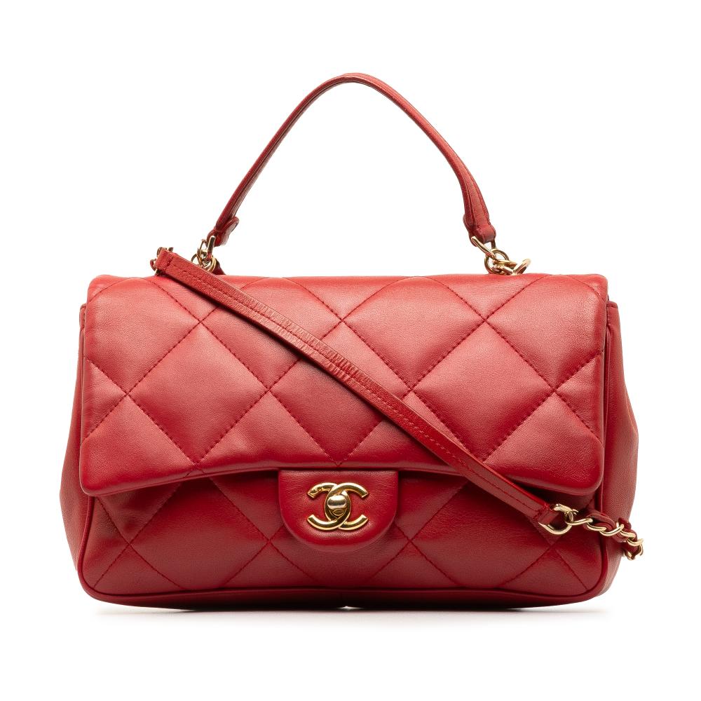 Chanel B Chanel Red Lambskin Leather Leather Small Lambskin Easy Carry Flap Italy