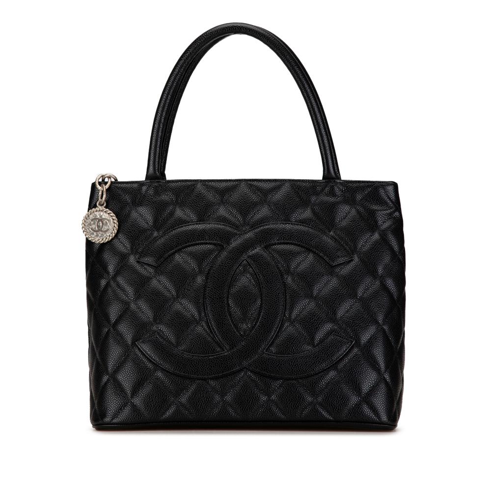 Chanel AB Chanel Black Caviar Leather Leather Caviar Medallion Tote France