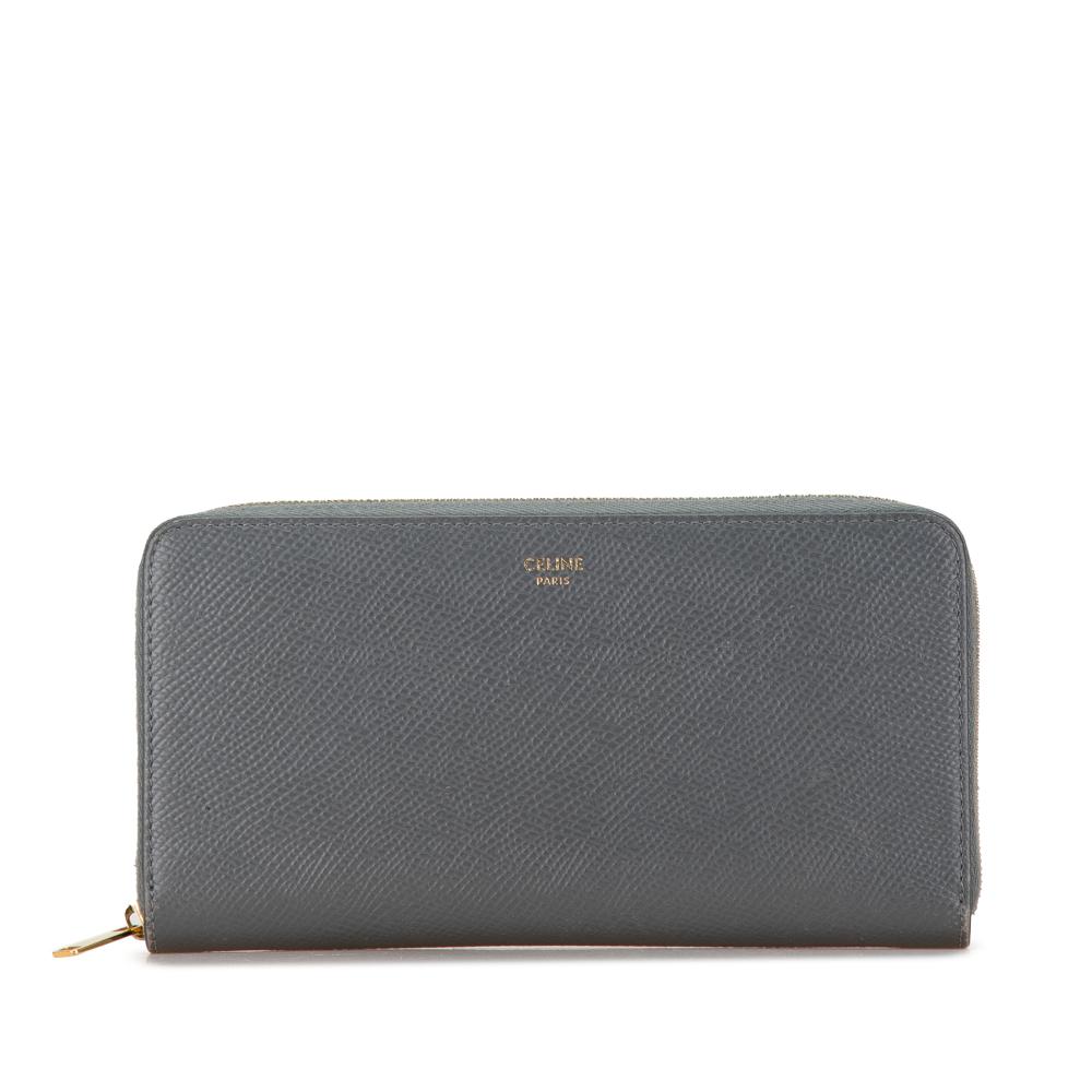 Celine B Celine Gray Calf Leather Zip Wallet Italy