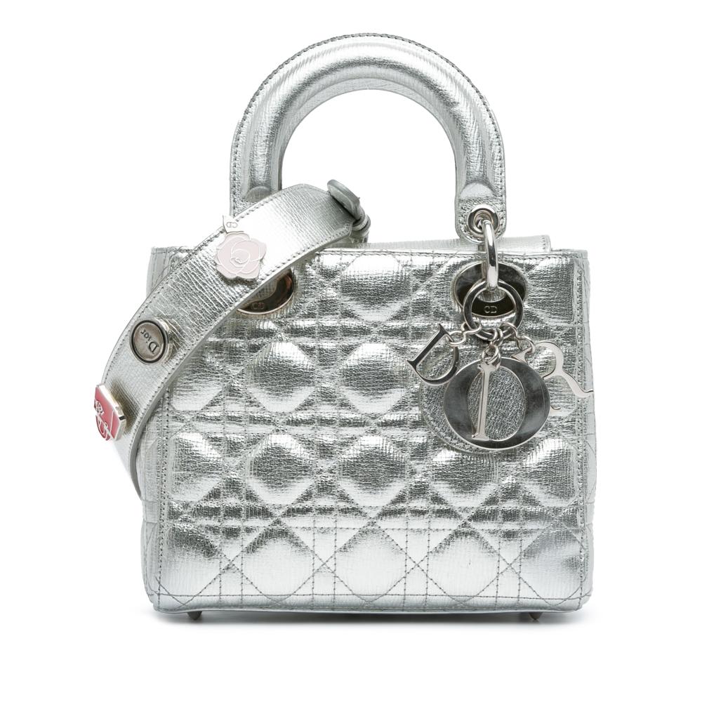 Christian Dior AB Dior Silver Calf Leather Small skin Cannage My ABCDior Lady Dior Italy