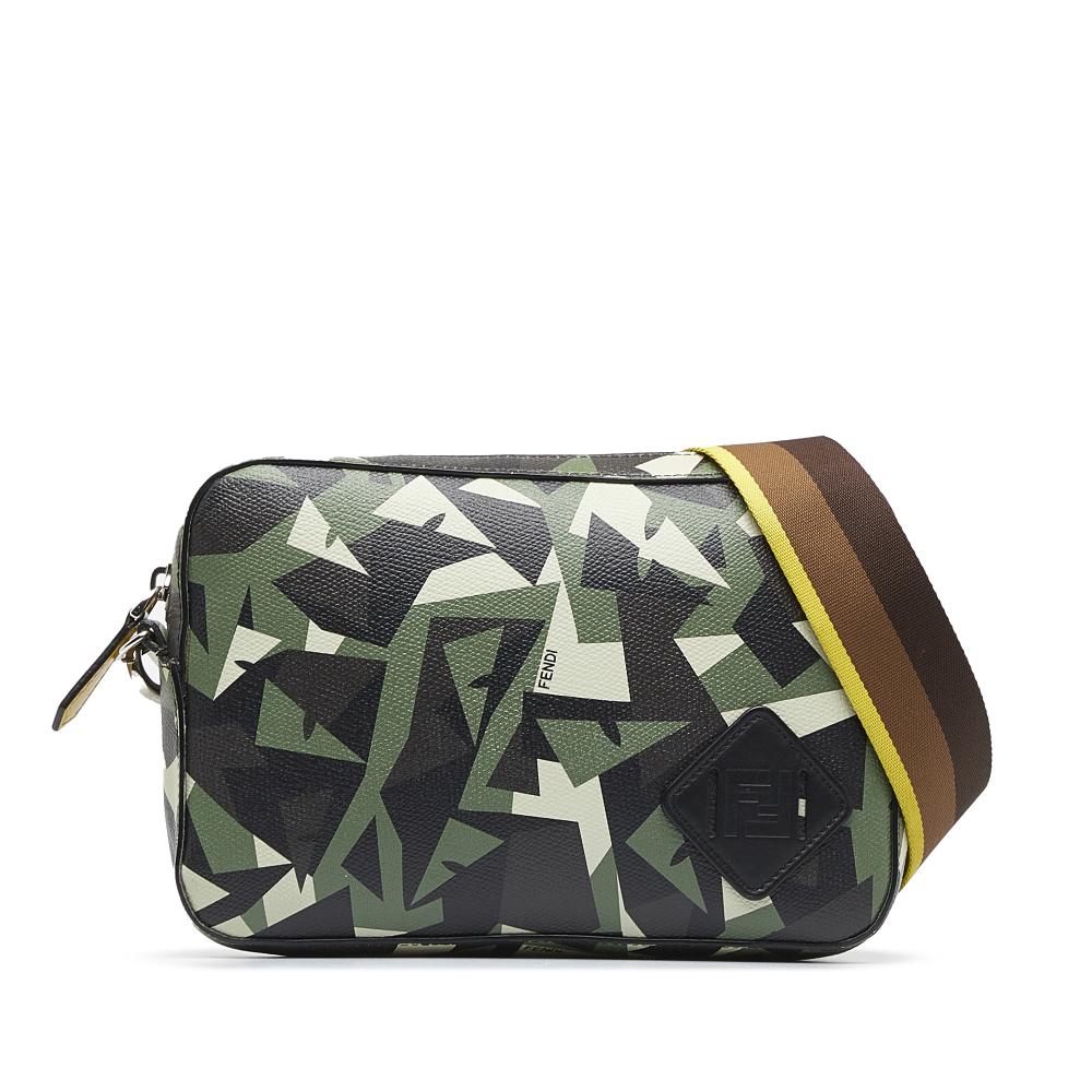 Fendi AB Fendi Green Calf Leather Monster Eyes Camouflage Camera Bag Italy