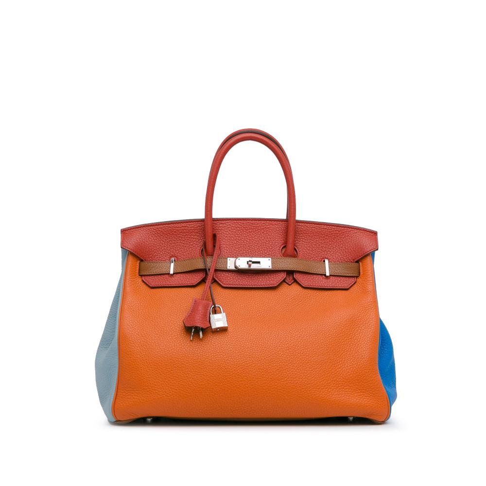 Hermès AB Hermès Orange Calf Leather Togo Birkin Arlequin 35 France