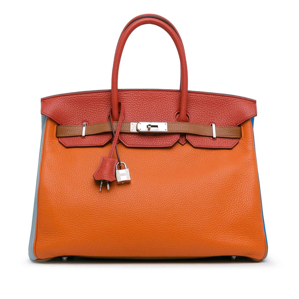 Hermès AB Hermès Orange Calf Leather Togo Birkin Arlequin 35 France