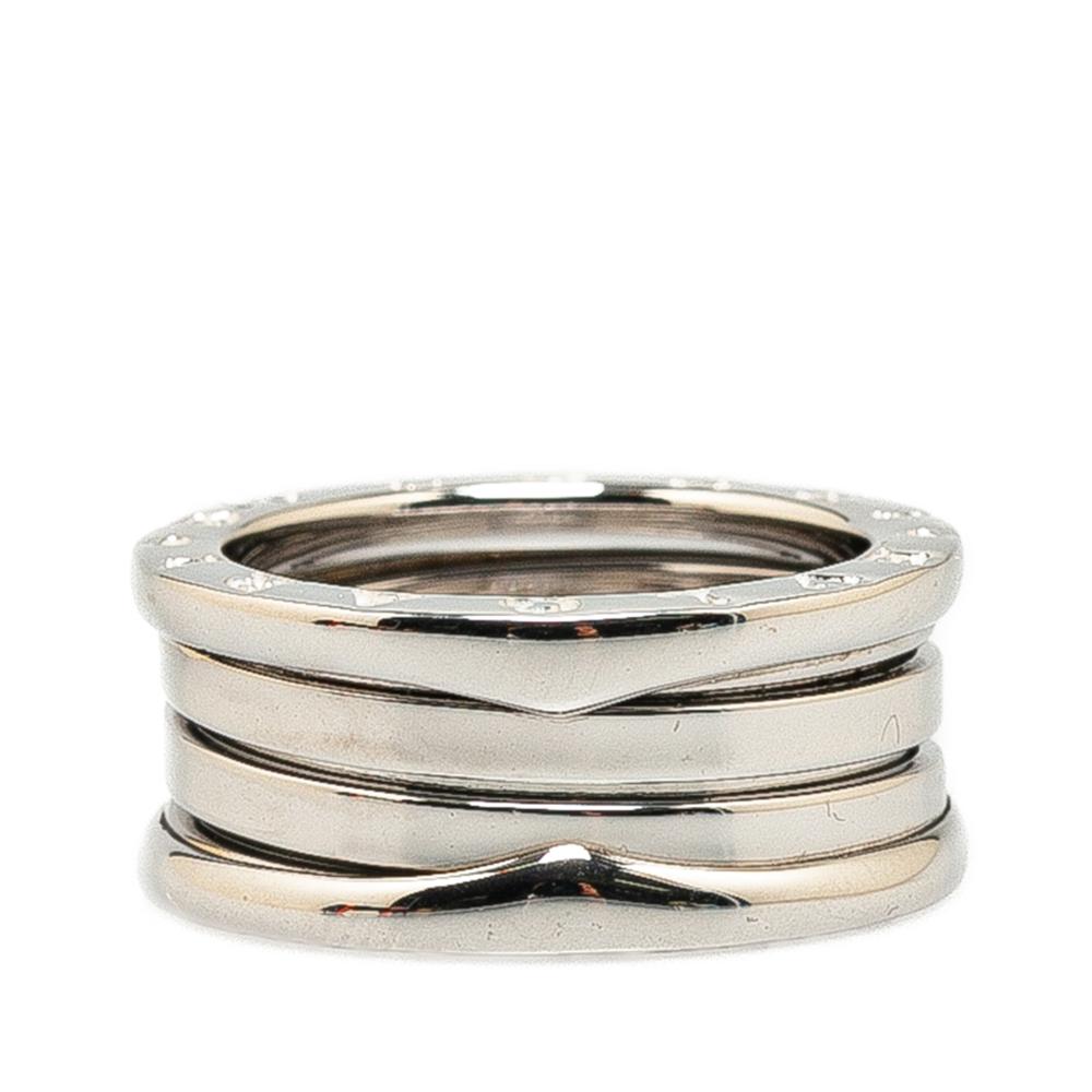 Bvlgari B Bvlgari Silver 18K White Gold Metal B.Zero1 Three Band Ring Italy