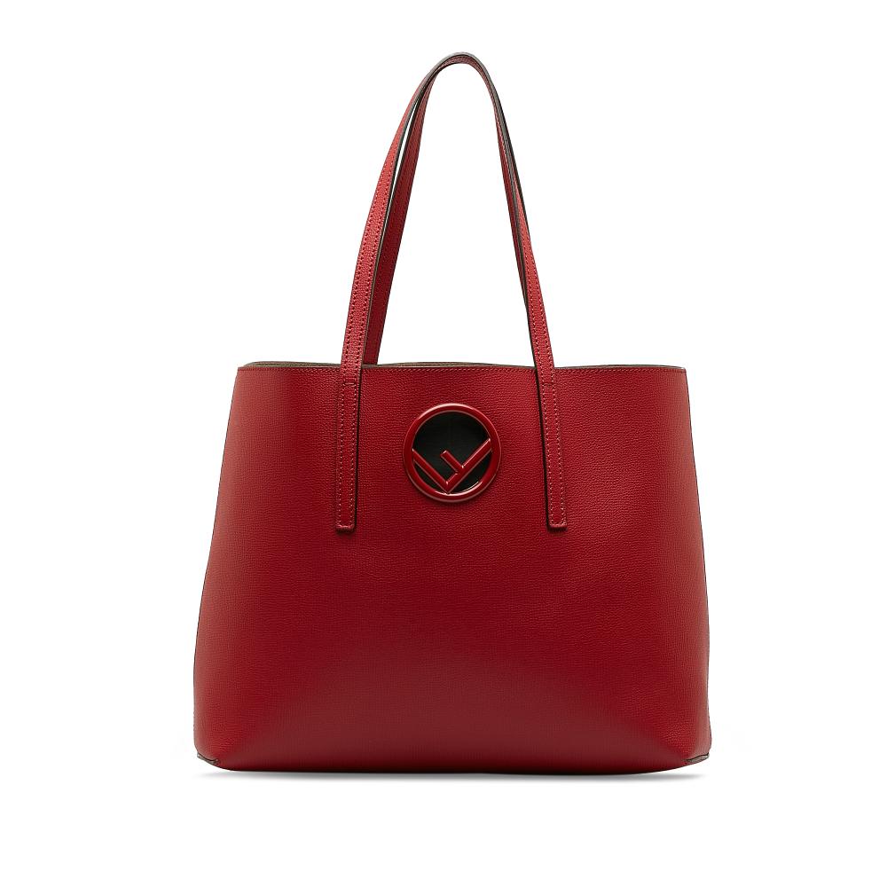 Fendi AB Fendi Red Calf Leather F Is Fendi Shopper Tote Italy