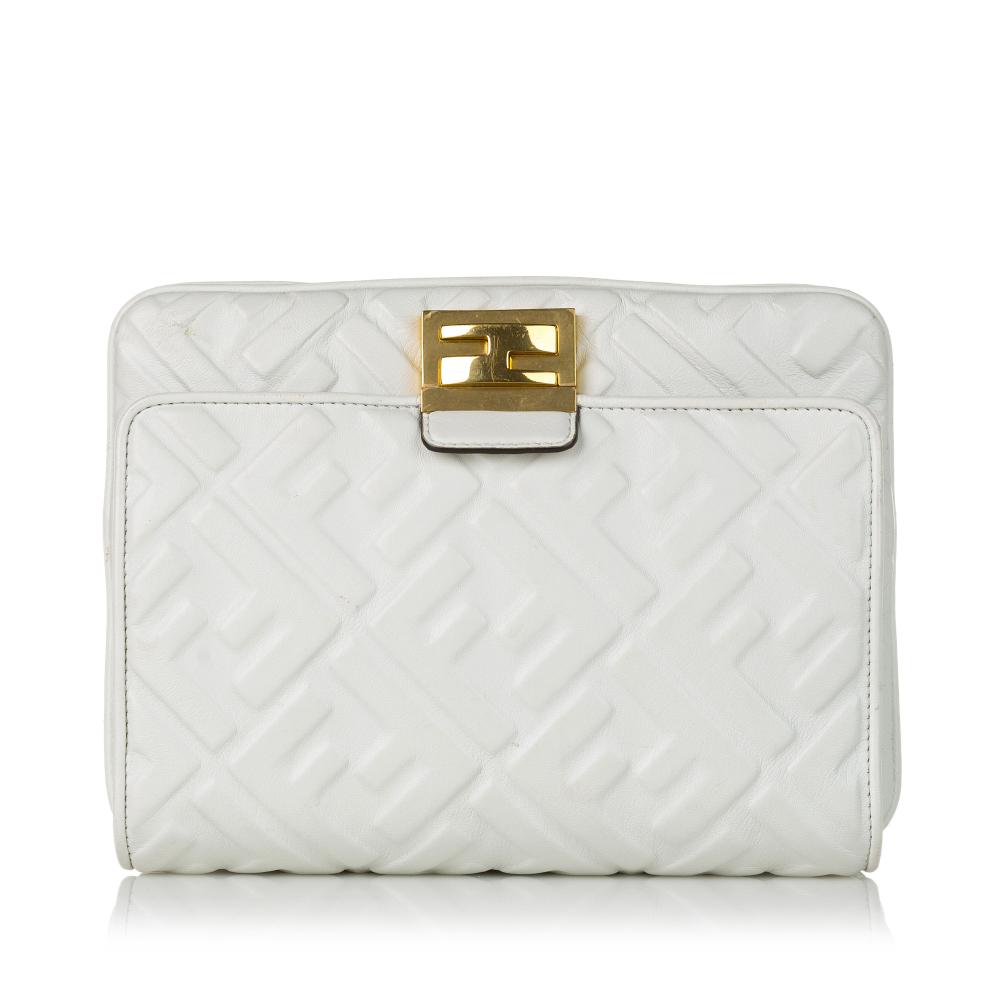 Fendi B Fendi White Lambskin Leather Leather Upside Down Zucca Italy