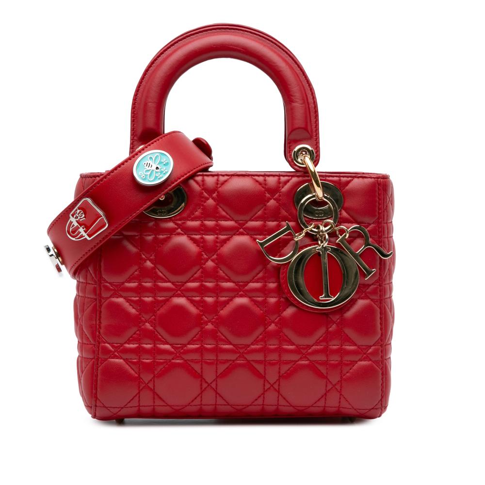 Christian Dior AB Dior Red Lambskin Leather Leather Small Lambskin Cannage My ABCDior Lady Dior Italy