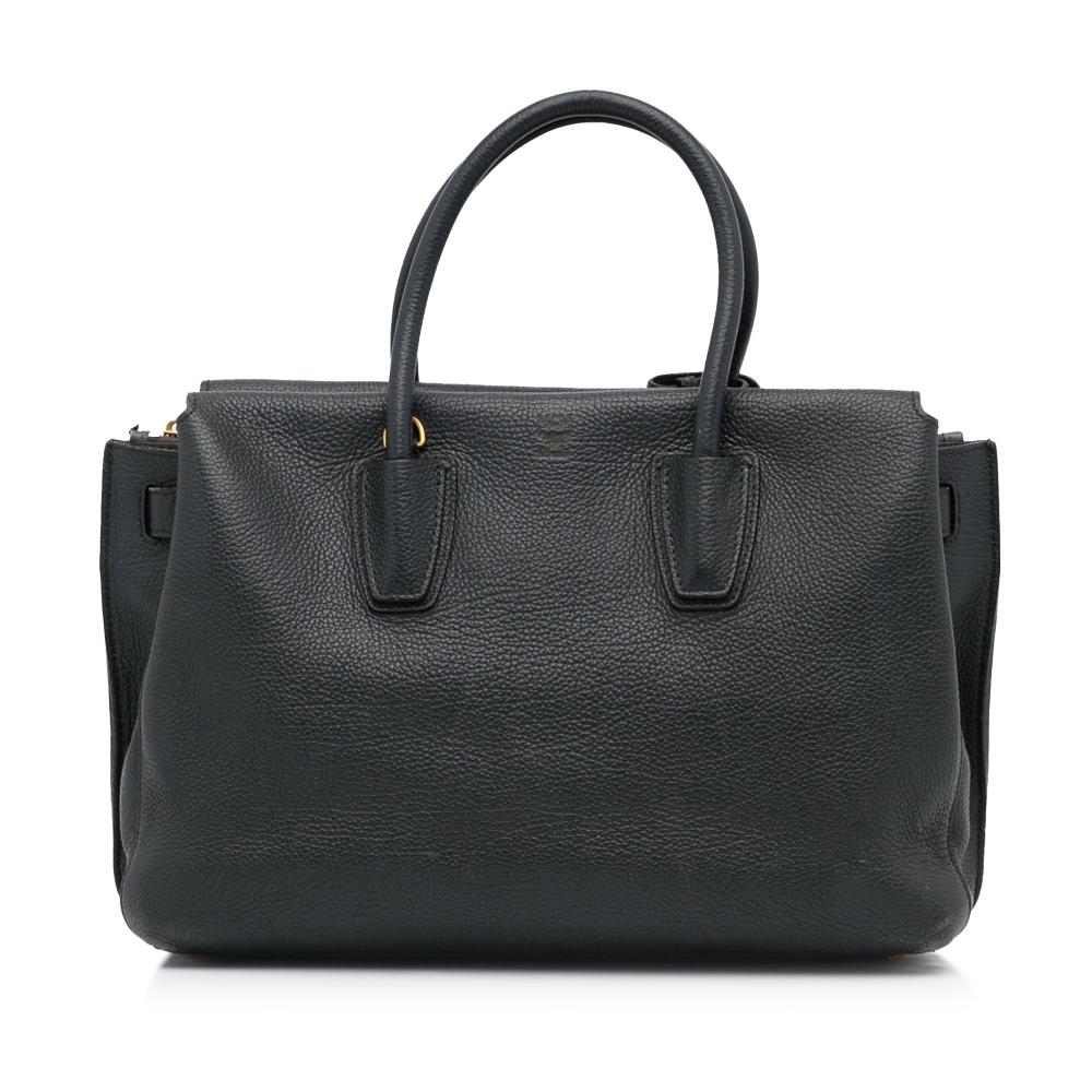 MCM B MCM Black Calf Leather Milla Satchel Korea, South