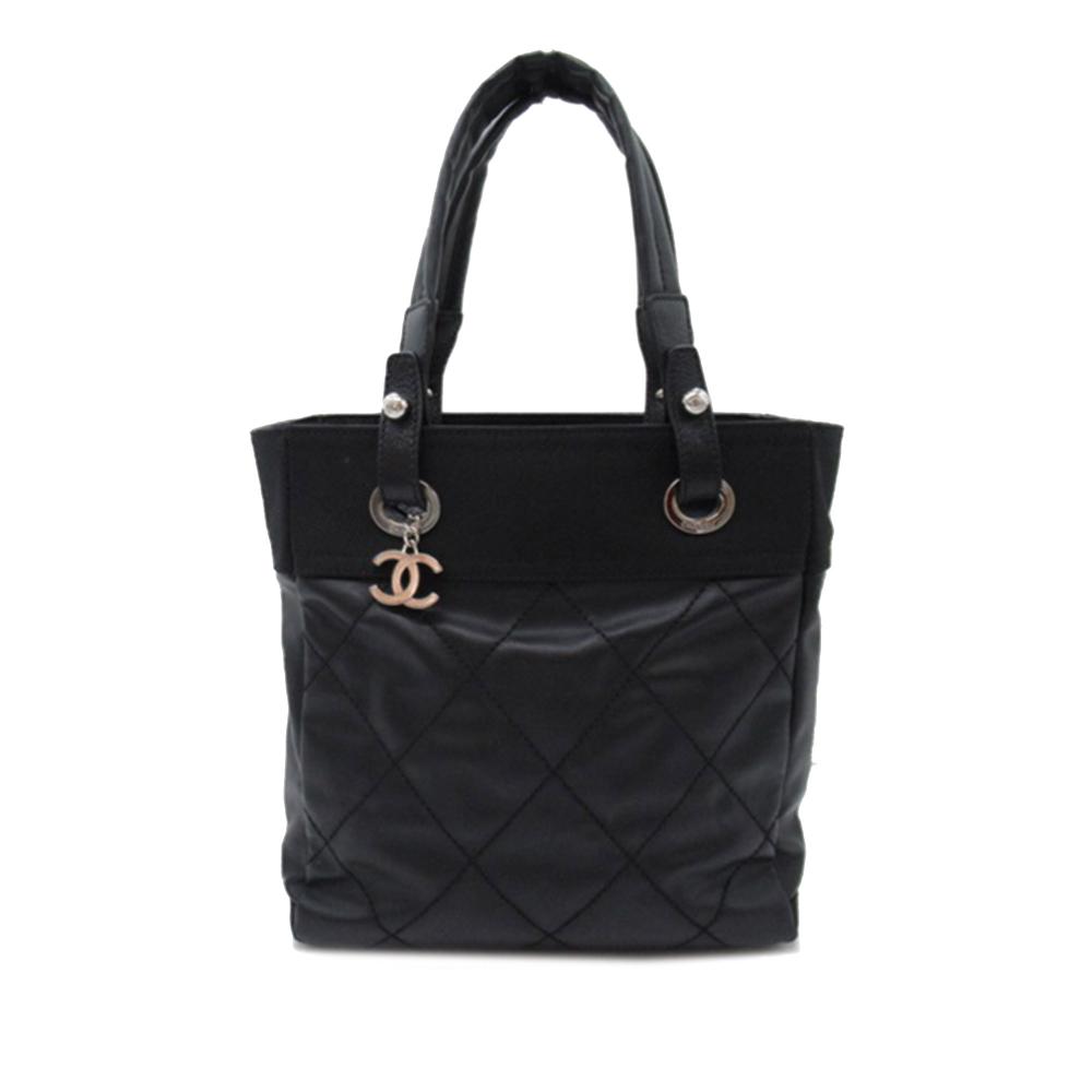 Chanel AB Chanel Black Coated Canvas Fabric Small Paris-Biarritz Tote Italy