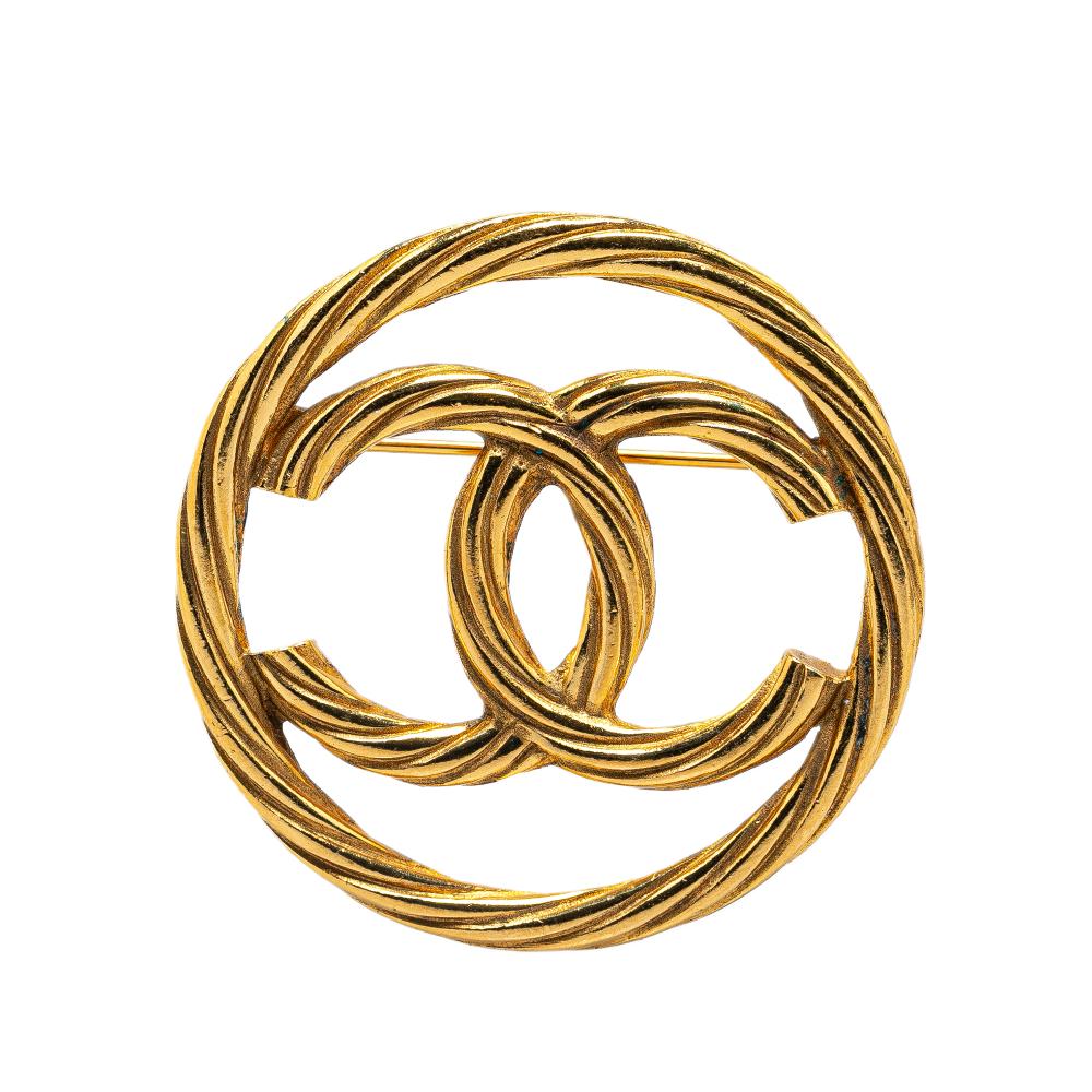 Chanel AB Chanel Gold Gold Plated Metal CC Brooch France