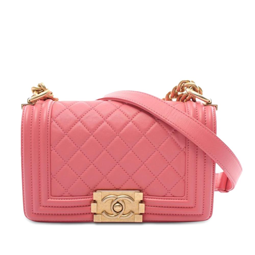 Chanel AB Chanel Pink Calf Leather Small skin Boy Flap France