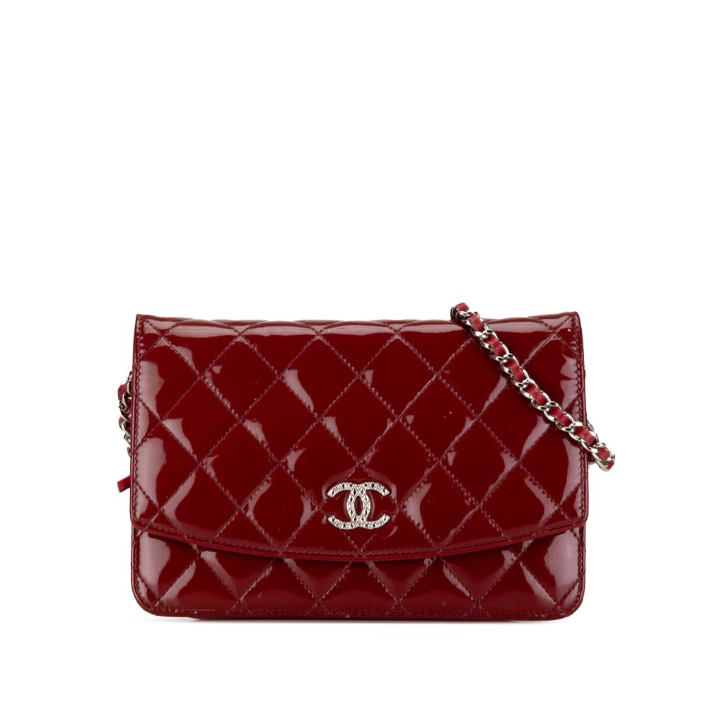 Chanel B Chanel Red Patent Leather Leather Patent Brilliant Wallet On Chain France