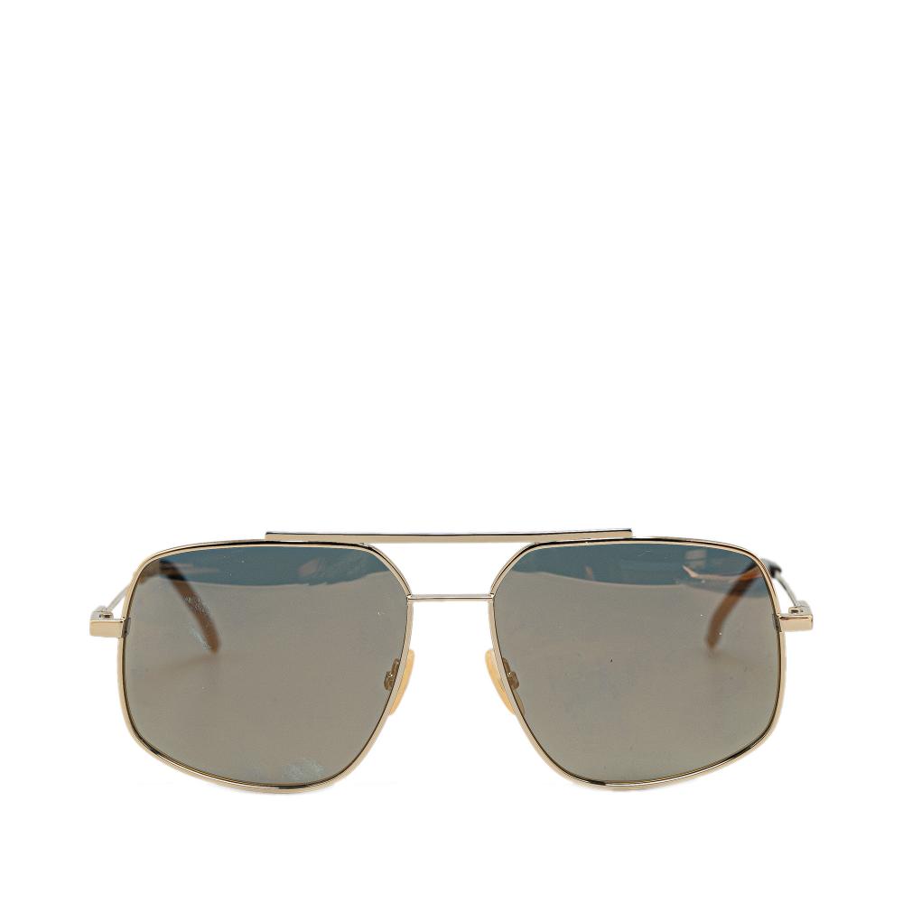 Fendi B Fendi Gold N/a Other Gold Mirrored Navigator Metal Aviator Sunglasses 0007 Italy