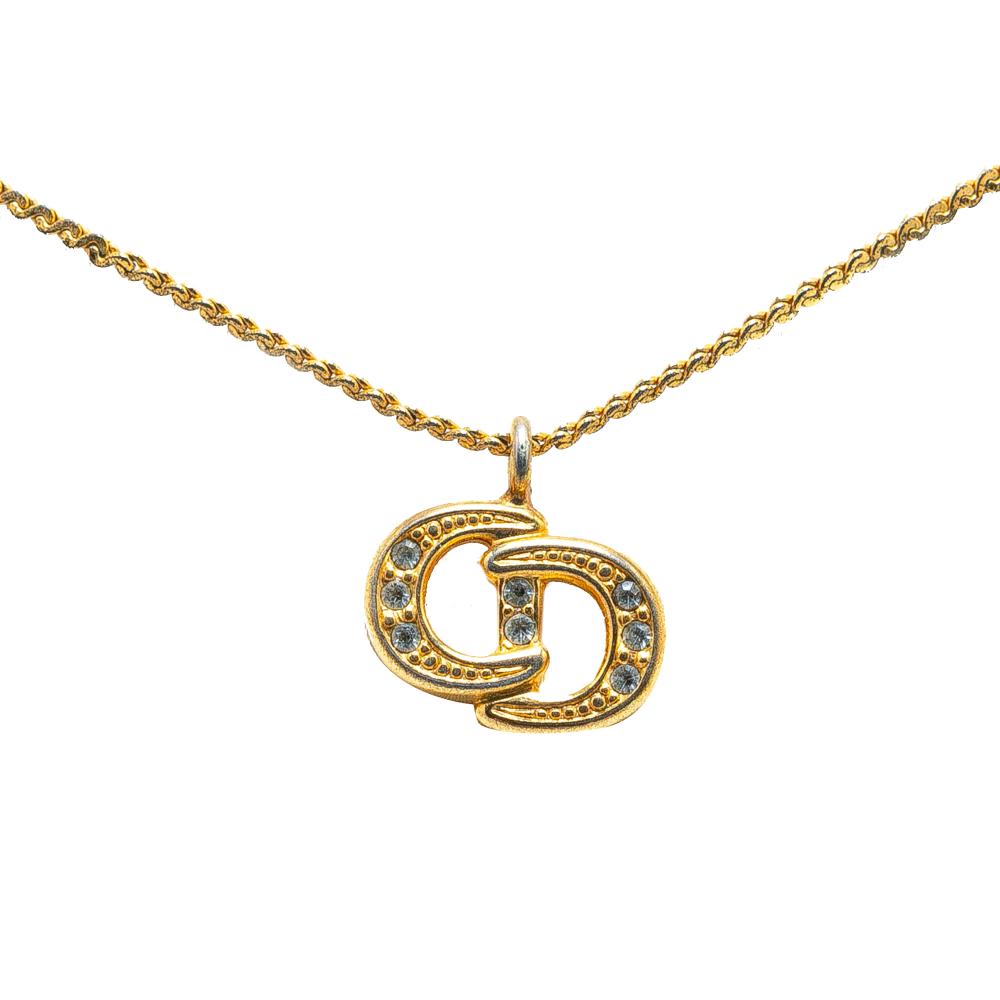 Christian Dior B Dior Gold Gold Plated Metal CD Logo Pendant Necklace Germany