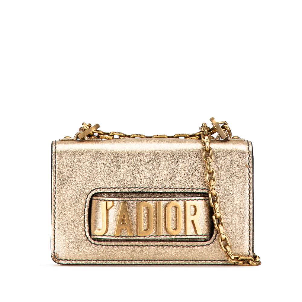 Christian Dior B Dior Gold Calf Leather Mini Metallic skin JAdior Chain Flap Italy