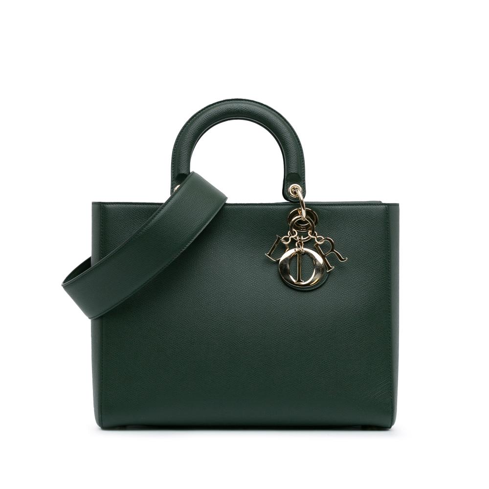 Christian Dior AB Dior Green Dark Green Calf Leather Large skin Lady D-Sire Bag Italy