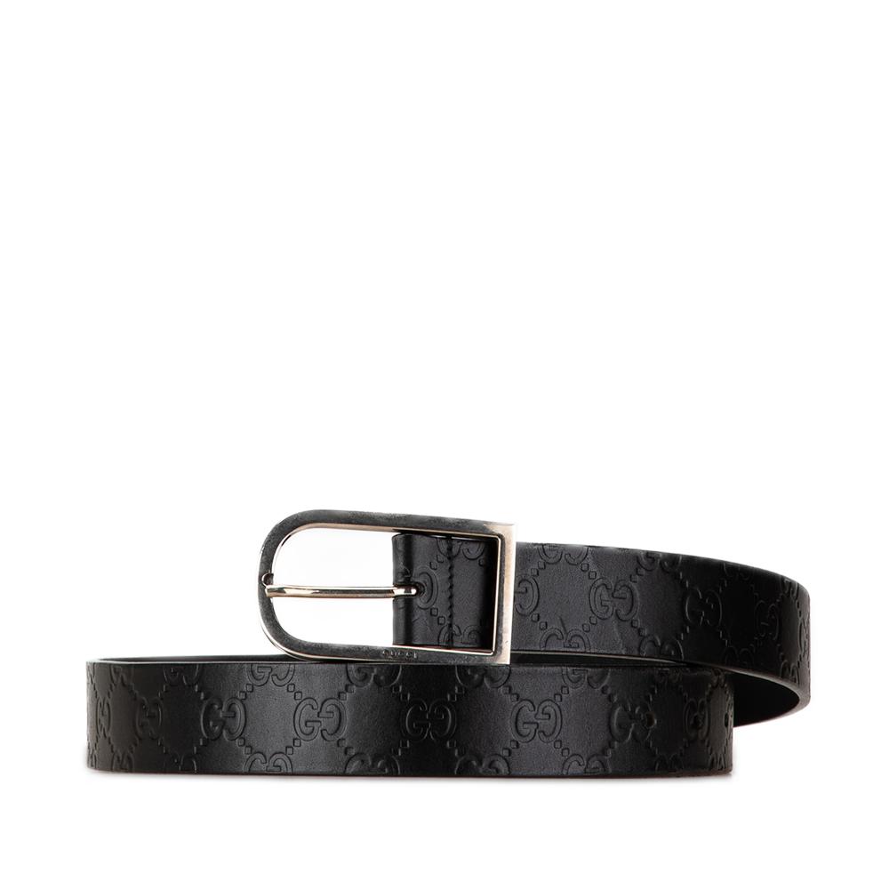 Gucci B Gucci Black Calf Leather Guccissima Belt Italy