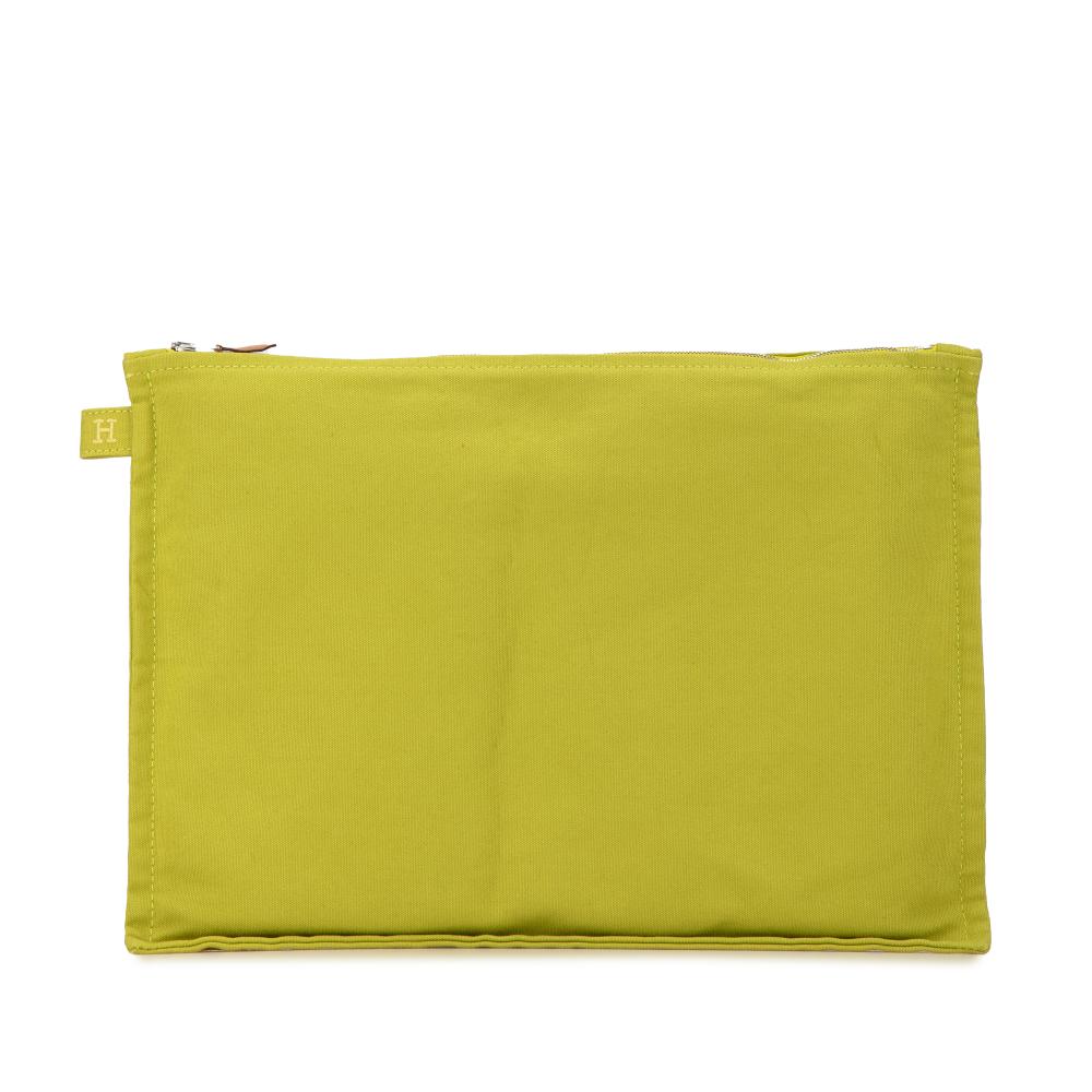 Hermès AB Hermès Green Lime Cotton Fabric Bora Bora Pouch GM France