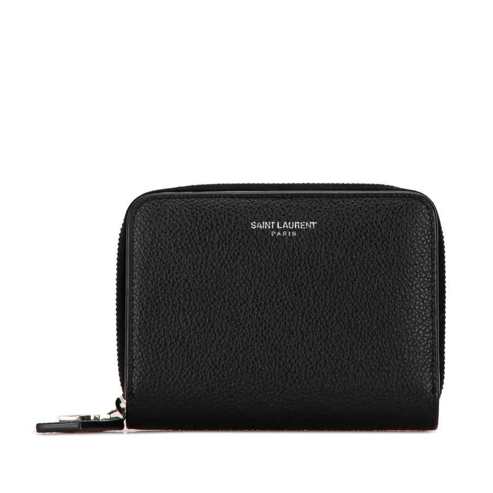 Saint Laurent AB Saint Laurent Black Calf Leather Compact Wallet Italy