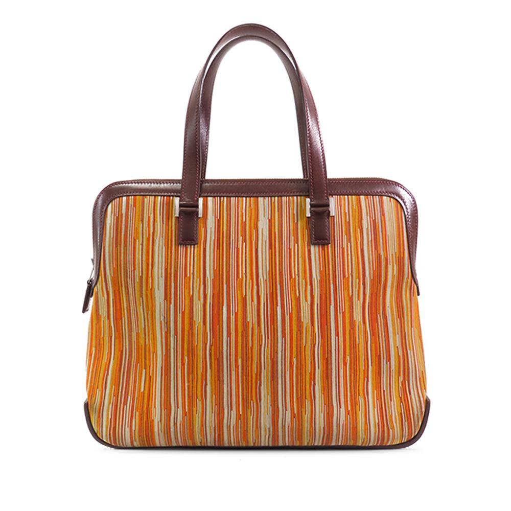 Hermès B Hermès Orange with Brown Dark Brown Suede Leather Vibrato Escapade Tote France