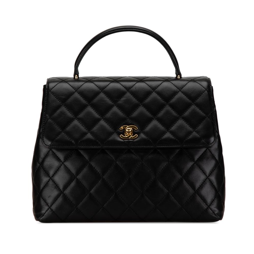 Chanel B Chanel Black Lambskin Leather Leather Lambskin Kelly Top Handle Italy