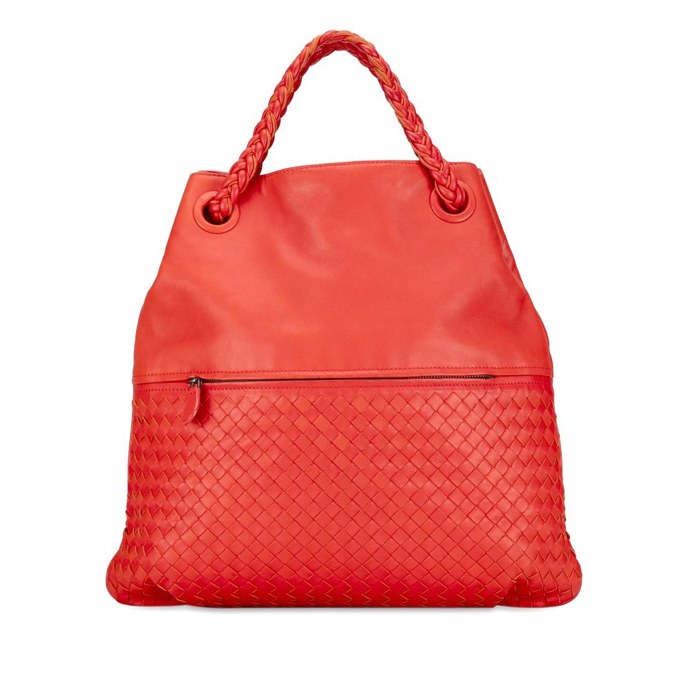 Bottega Veneta B Bottega Veneta Orange Nappa Leather Leather Intrecciato Nappa Julie Tote Italy