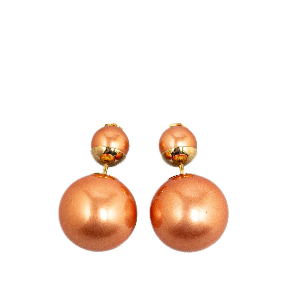 Christian Dior AB Dior Pink Rose Gold Resin Plastic Tribales Pushback Earrings France