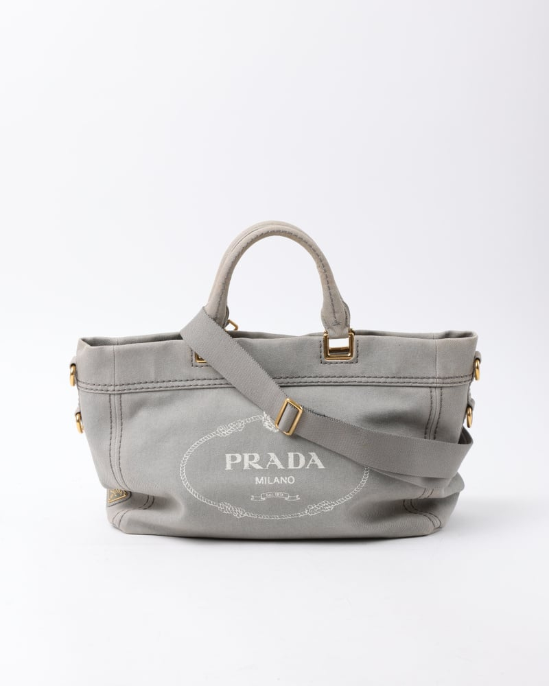 Prada Denim Logo Tote Bag