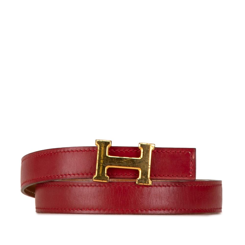 Hermès B Hermès Red Calf Leather Constance Reversible Belt France