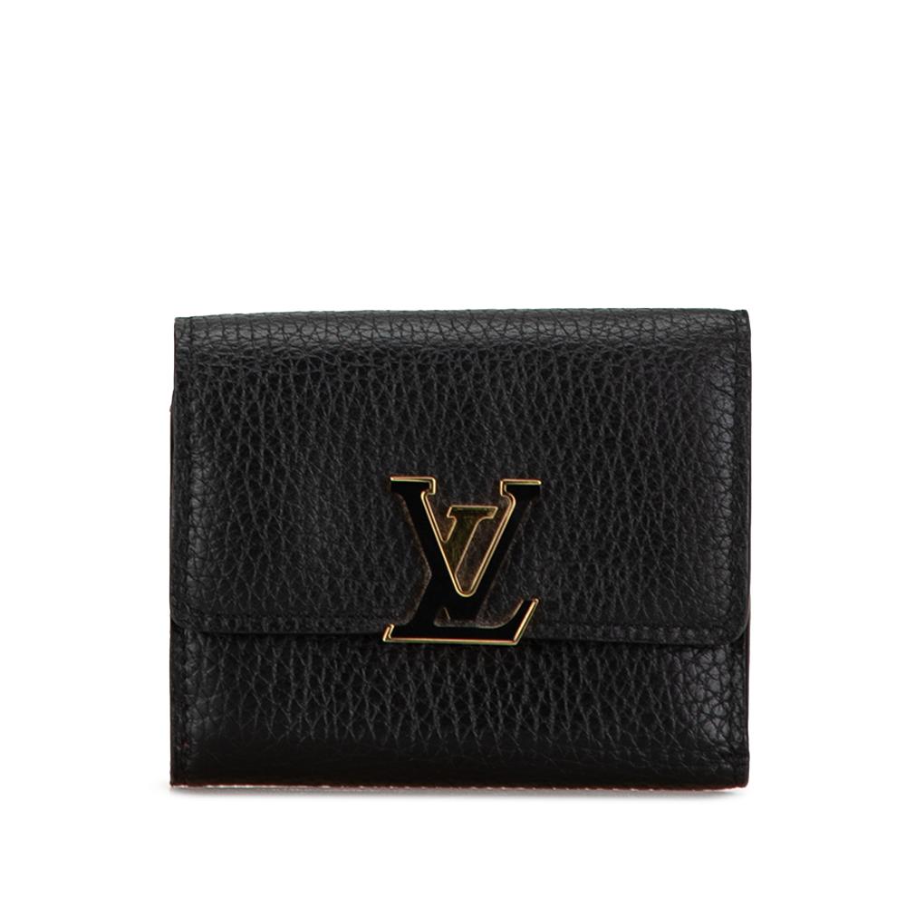 Louis Vuitton AB Louis Vuitton Black Calf Leather Taurillon Capucines XS Wallet France