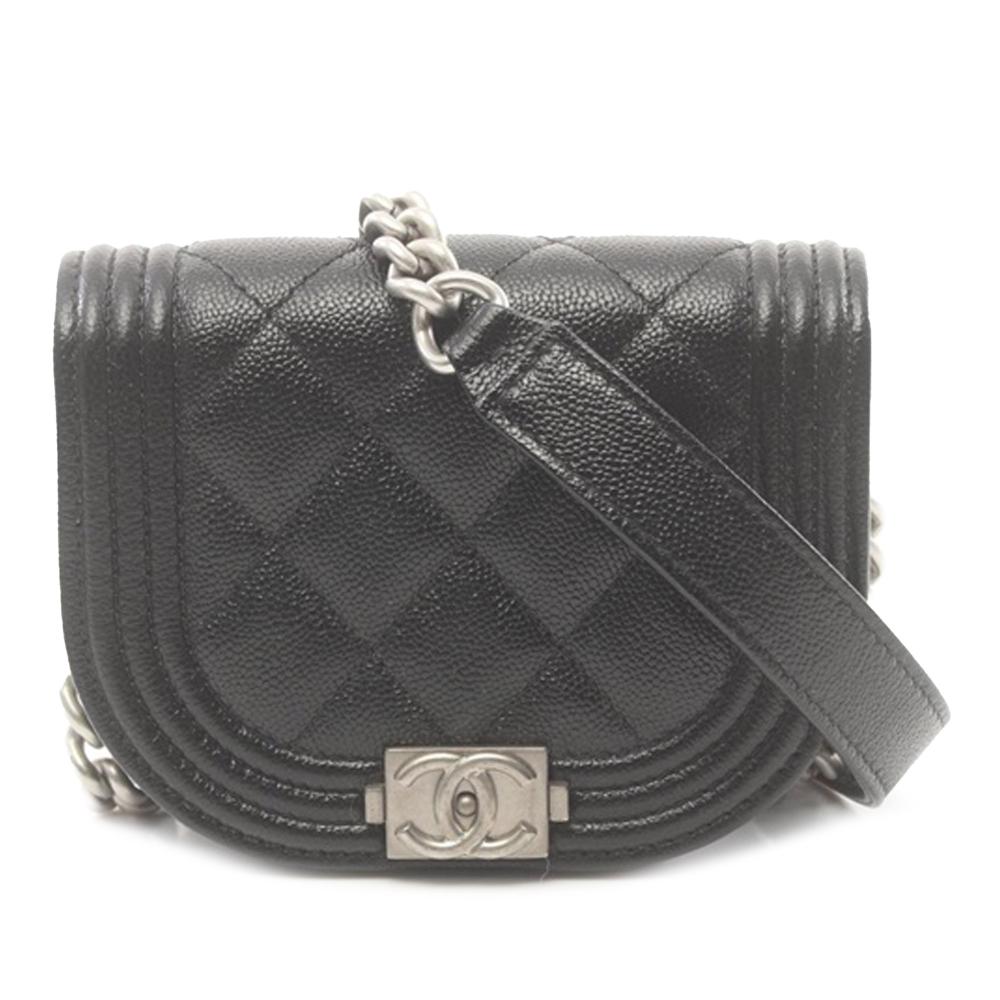 Chanel AB Chanel Black Caviar Leather Leather Mini Quilted Caviar Boy Flap Italy