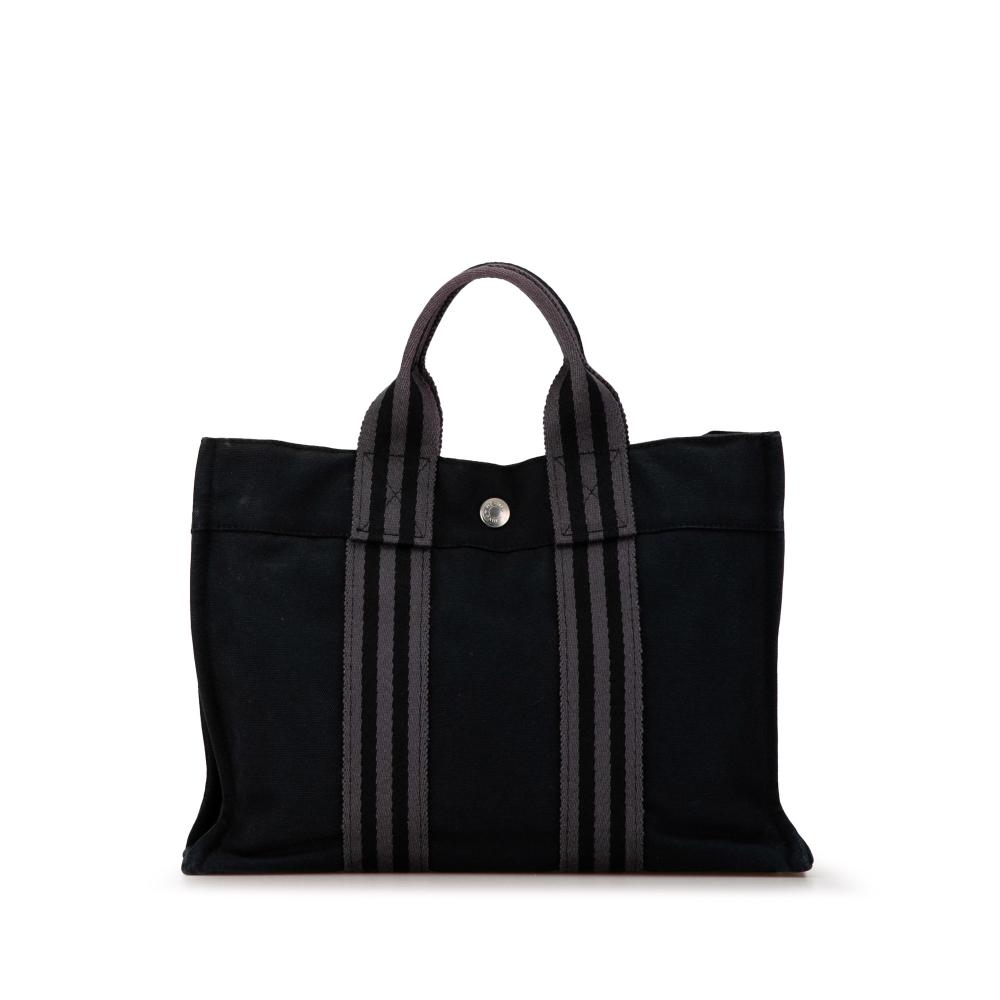 Hermès B Hermès Black Canvas Fabric Fourre Tout PM France