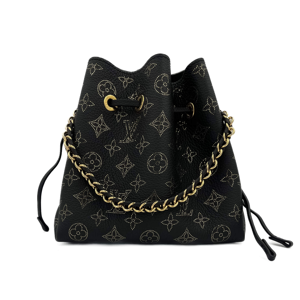 Louis Vuitton Bella Mahina Leather 2-Ways Bucket Bag Pouch Black