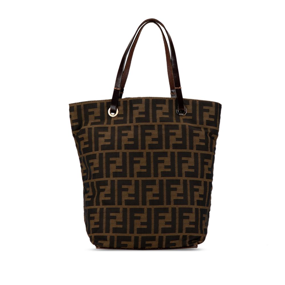 Fendi B Fendi Brown Canvas Fabric Zucca Tote Bag Italy