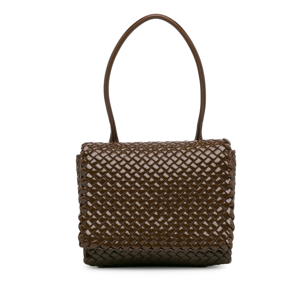 Bottega Veneta AB Bottega Veneta Brown Dark Brown Patent Leather Leather Intrecciato Patent Patti Italy