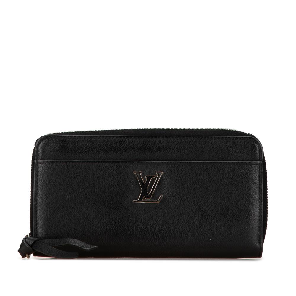 Louis Vuitton B Louis Vuitton Black Calf Leather Lockme Zippy Wallet Spain