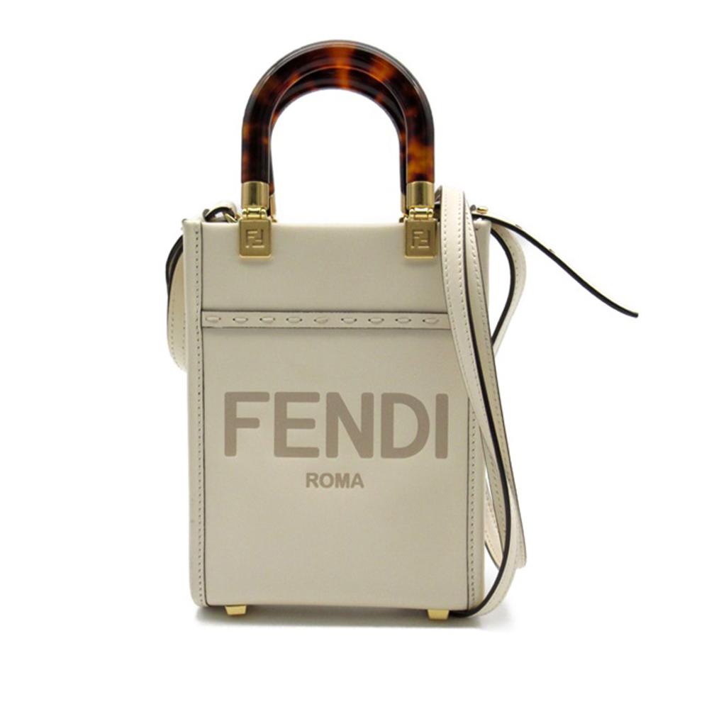 Fendi B Fendi White Calf Leather Mini Sunshine Shopper Tote Italy