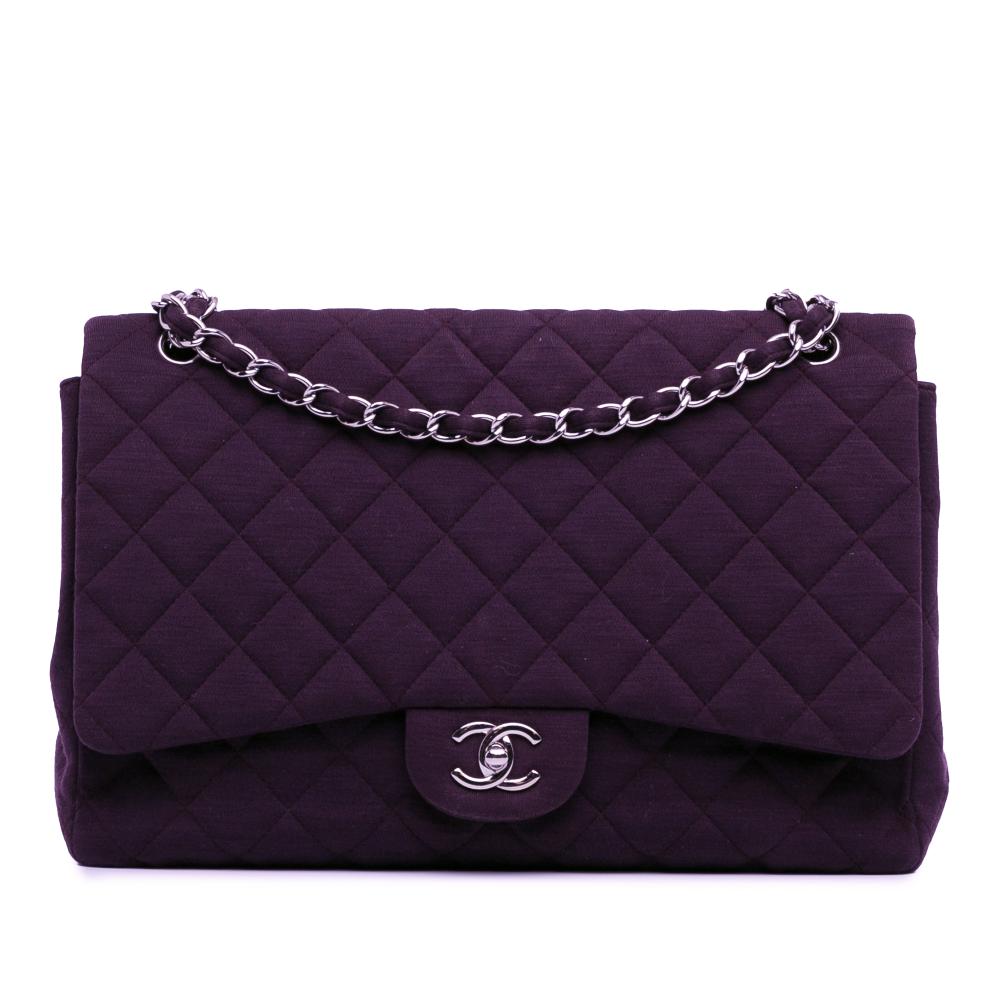 Chanel AB Chanel Purple Cotton Fabric Maxi Classic Jersey Single Flap France