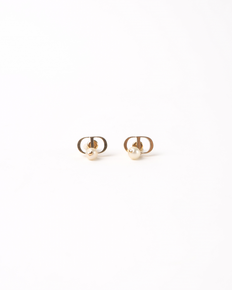 Christian Dior CD Pearl Pendant Earrings