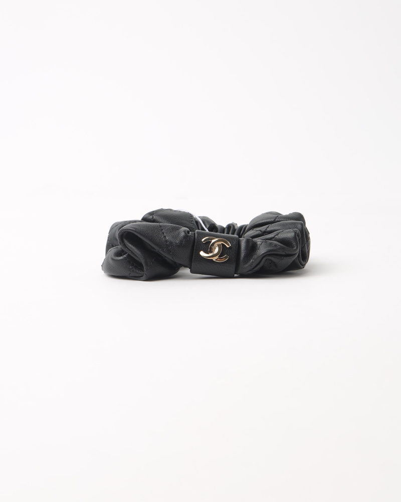 Chanel Unused CC Leather Scrunchie