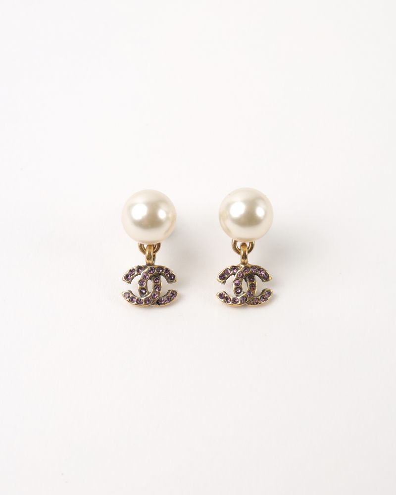 Chanel Coco Mark Faux Pearl Earrings